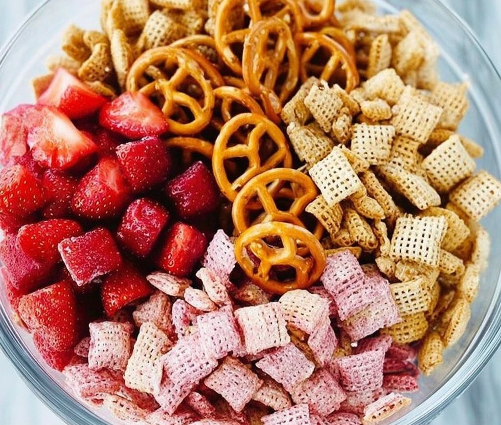Strawberry Valentine's Chex Mix