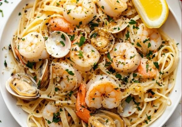 Seafood Linguine with White Wine Sauce