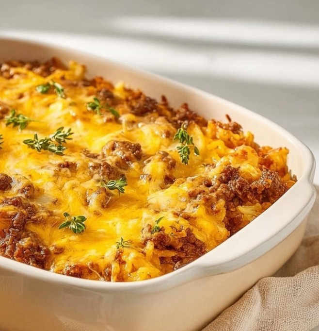 Cheesy Ground Beef Hash Brown Casserole Recipe
