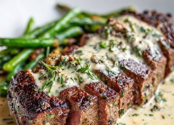 Garlic Butter Steak with Parmesan Cream Sauce