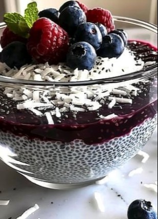 Blueberry Coconut Chia Pudding (unsweetened) Delight Awaits