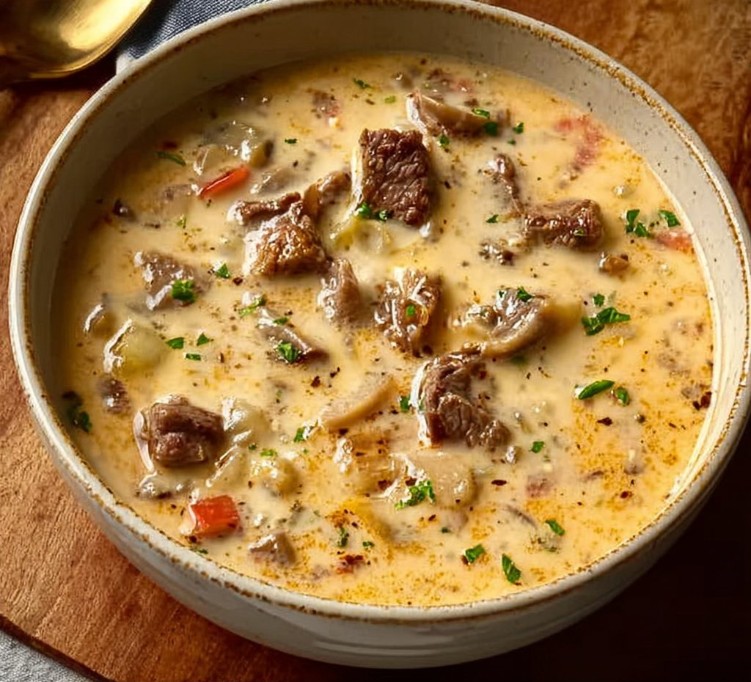 Creamy Philly Cheese Steak Soup