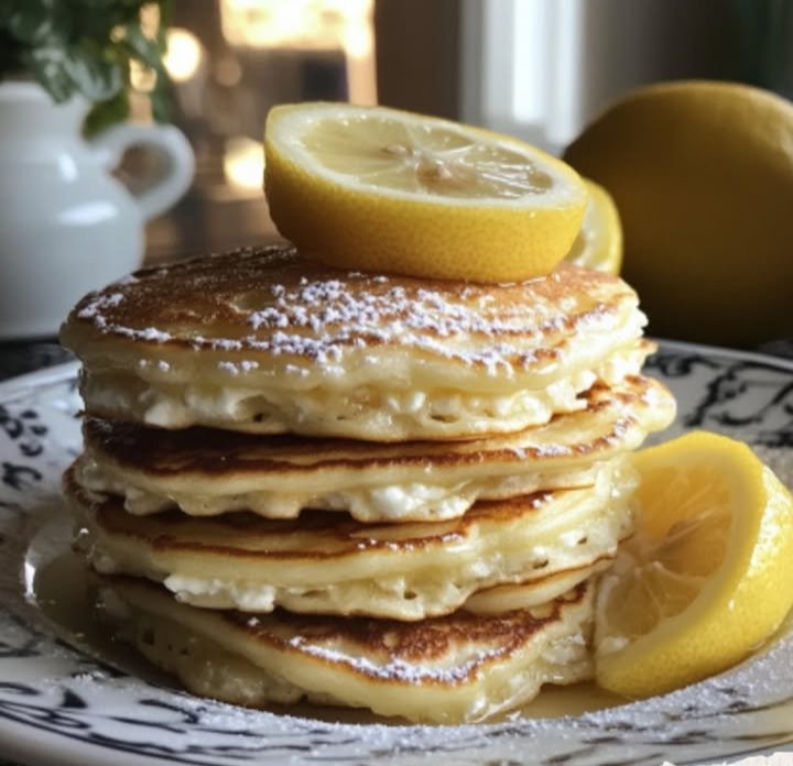 Fluffy Lemon Ricotta Pancake Stack