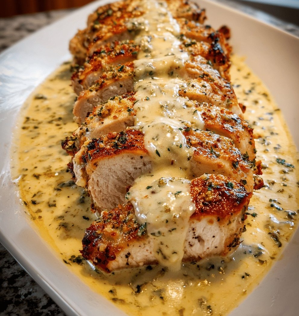 Baked Caesar Chicken with Creamy Parmesan Sauce