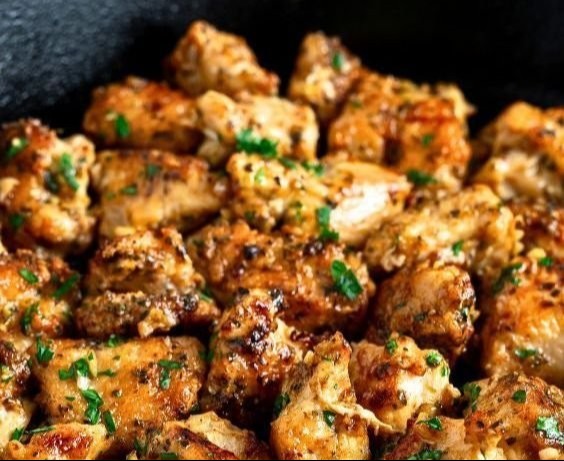 These bite-size succulent chicken breast morsels are seasoned, seared to perfection, and ba…