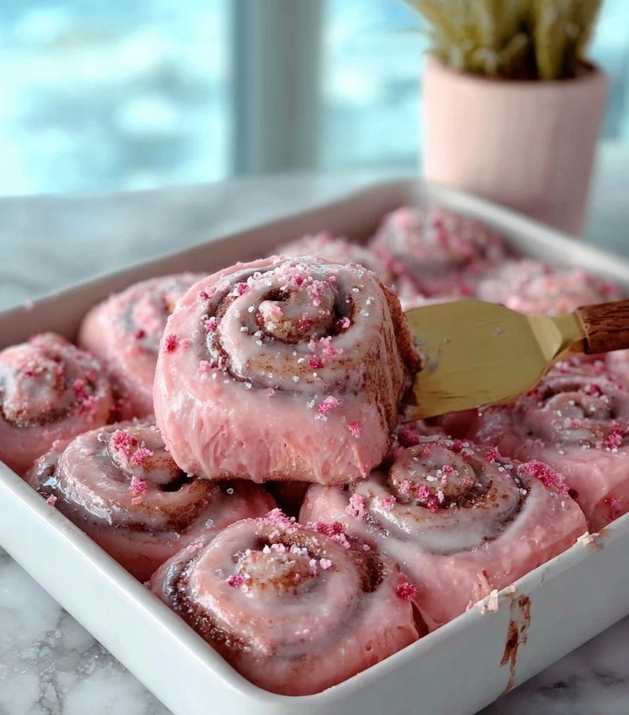 Pink Velvet Cinnamon Rolls