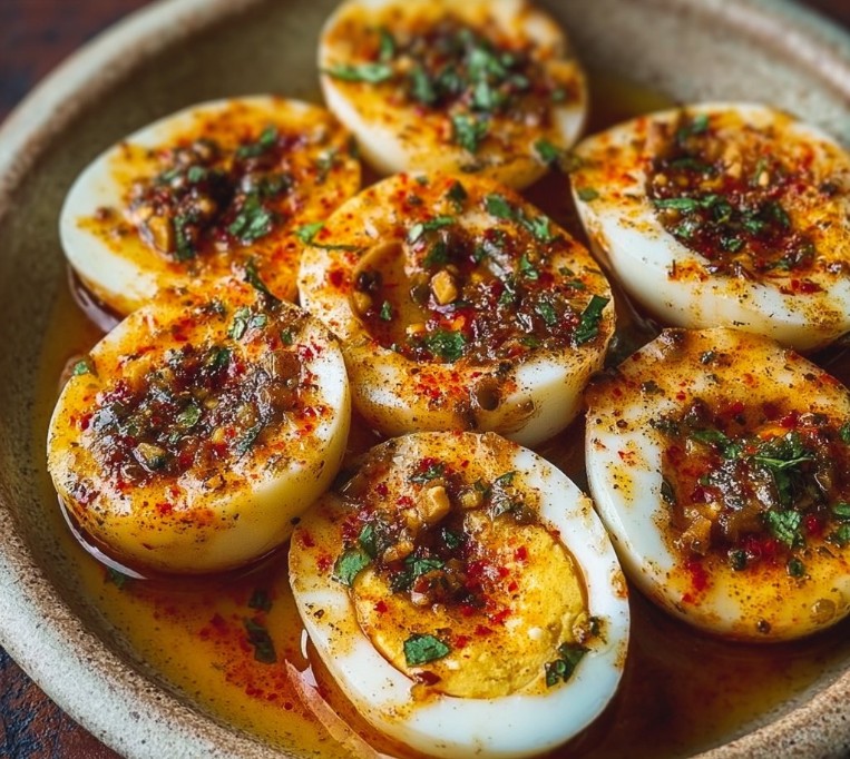 Cajun Boiled Eggs with Spicy Garlic Butter Sauce: Keto Late-Night Snack