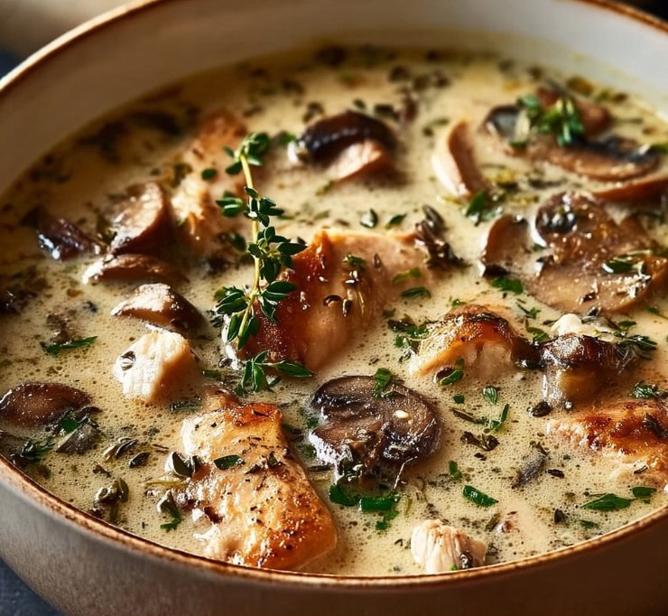 Creamy Rotisserie Chicken Mushroom Soup