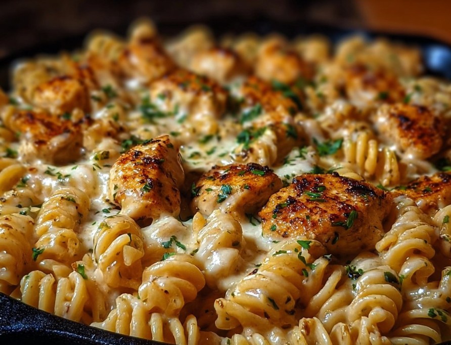 Cheesy Cajun Garlic Chicken Rotini Skillet for Cozy Nights