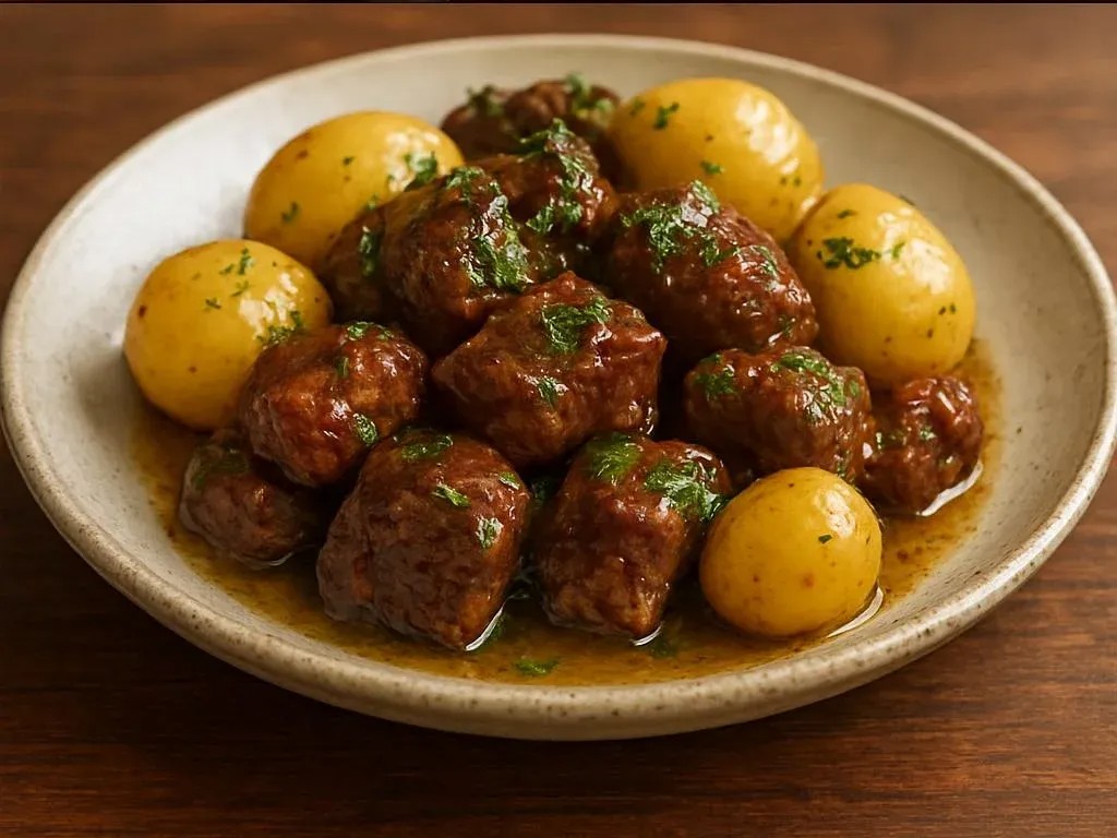 Garlic Butter Beef Bites with Potatoes