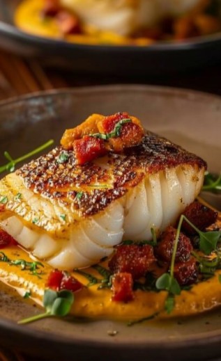 Dos de cabillaud crème chorizo