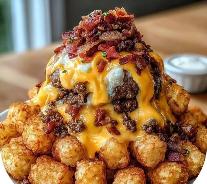 Bacon Cheeseburger Stuffed Tater Tot Cones