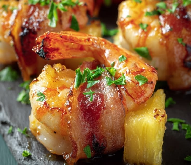 Bacon Wrapped Pineapple Shrimp