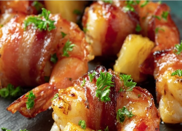 Bacon Wrapped Pineapple Shrimp