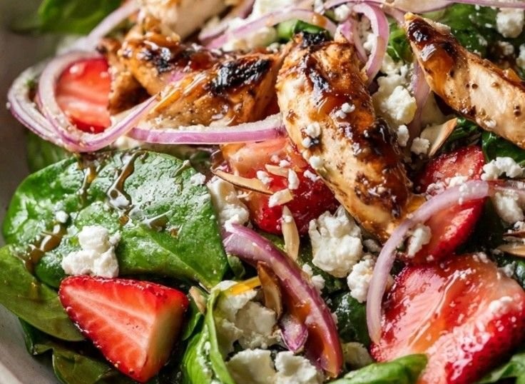 Strawberry Chicken Spinach Salad