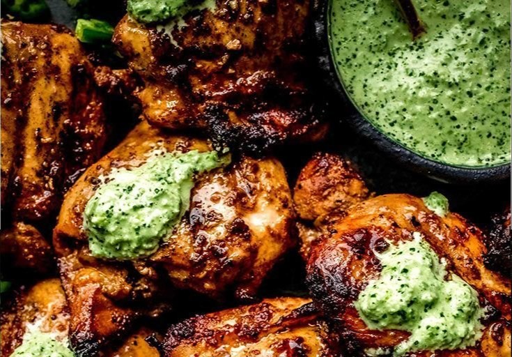 Peruvian Grilled Chicken with Creamy Green Sauce