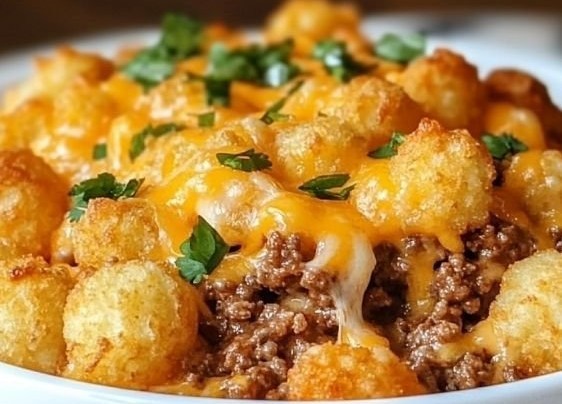 Tater Tot Casserole with Ground Beef