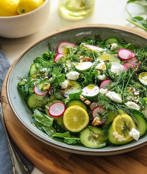Spring Salad with Dill and Lemon Dressing