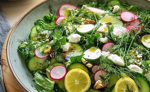Spring Salad with Dill and Lemon Dressing