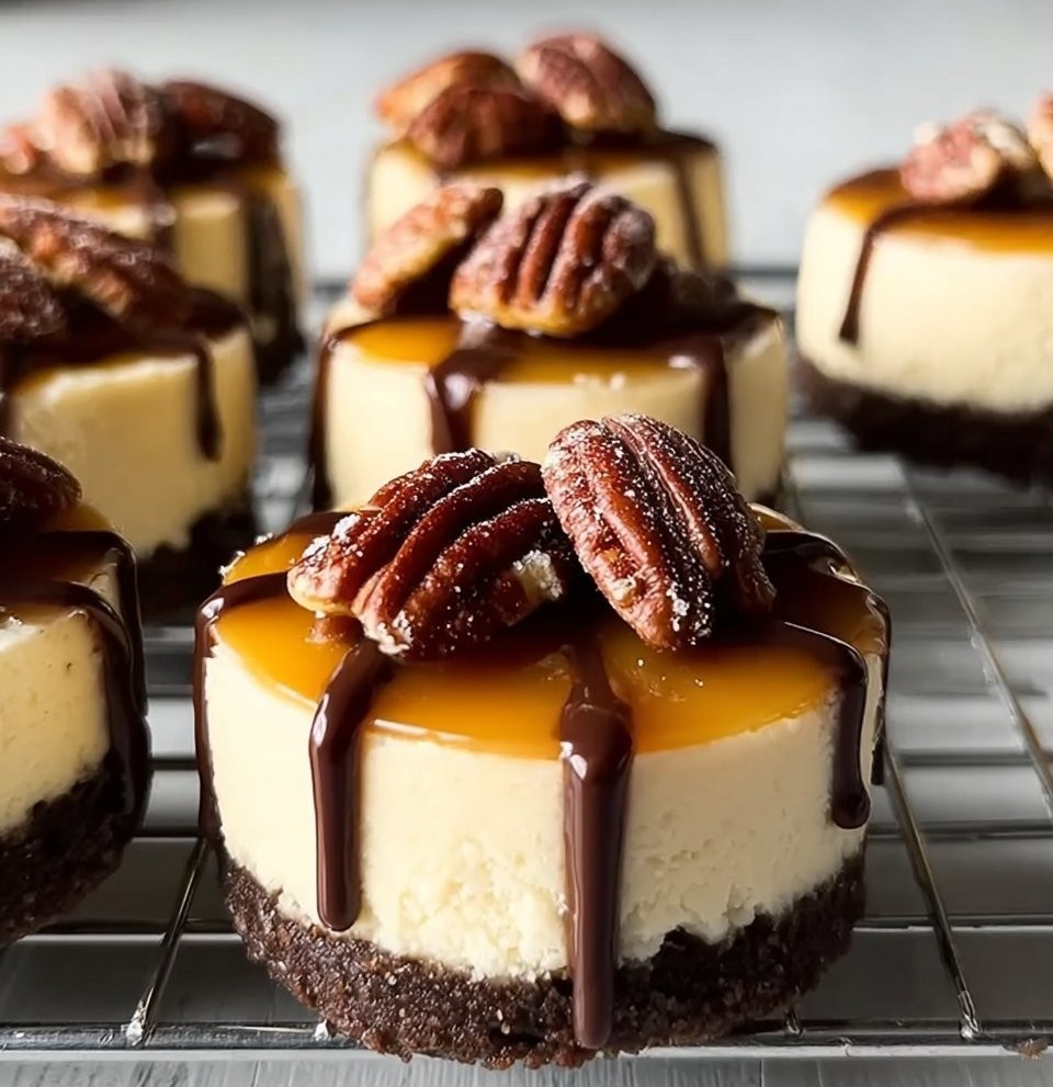Quick Mini Turtle Cheesecakes