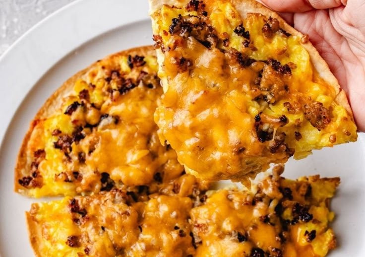 High Protein Sausage & Egg Breakfast Pizza Recipe breakfast pizza High Protein Sausage & Egg Breakfast Pizza Recipe