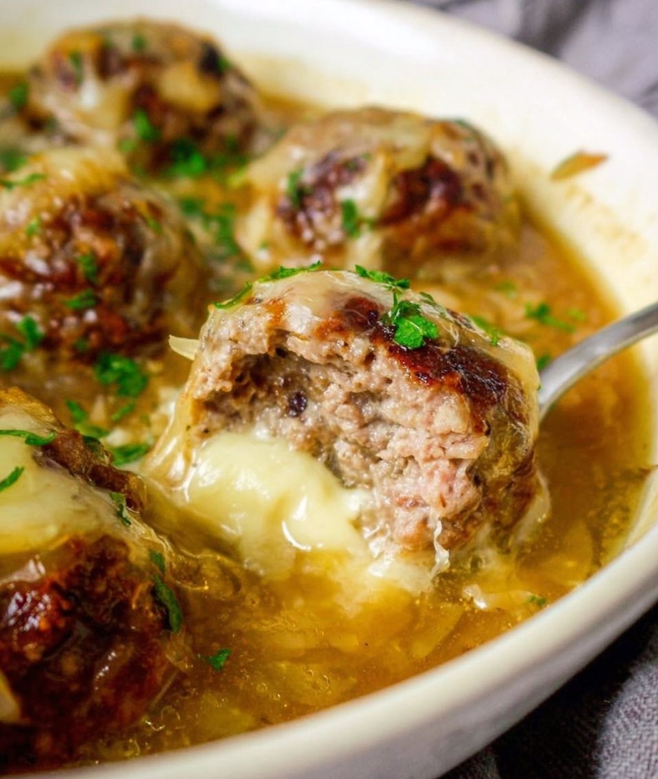 French Onion Meatballs