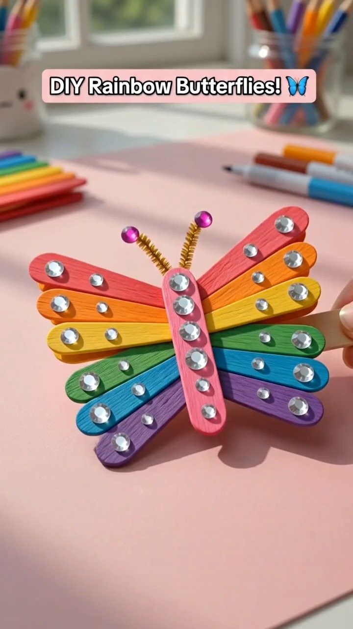 Colorful butterfly craft transforms simple materials into vibrant fluttering butterflies full of charm ✨ A fun and creative family DIY. Save this project!