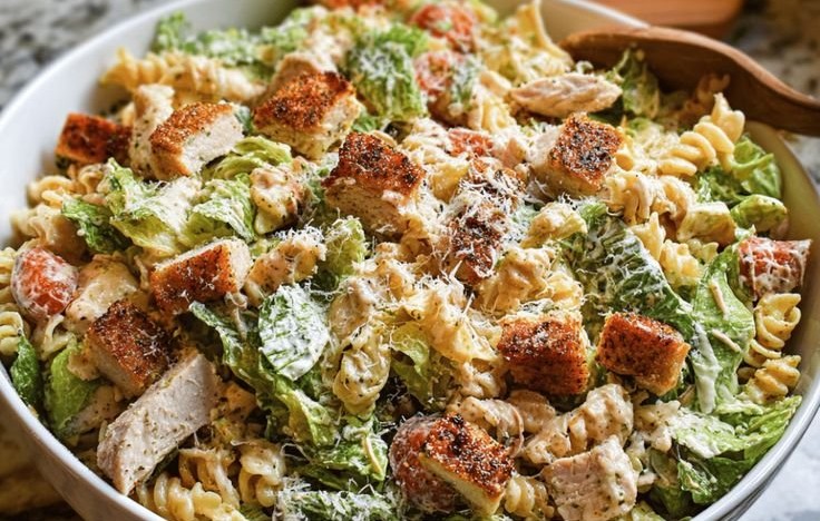 Easy Chicken Caesar Pasta Salad