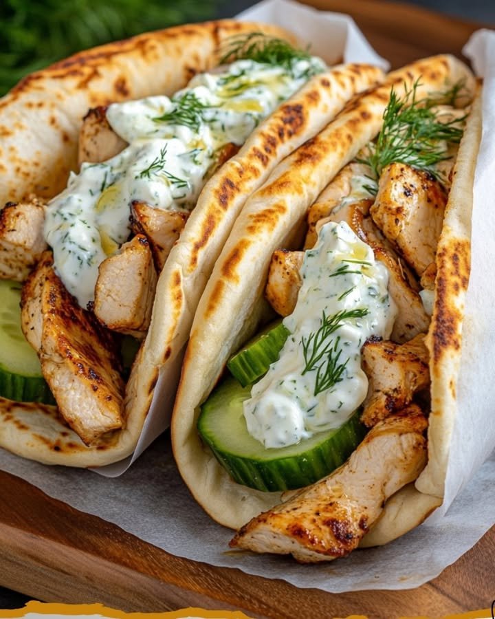 Hähnchen-Gyros mit cremiger Feta-Tzatziki-Sauce