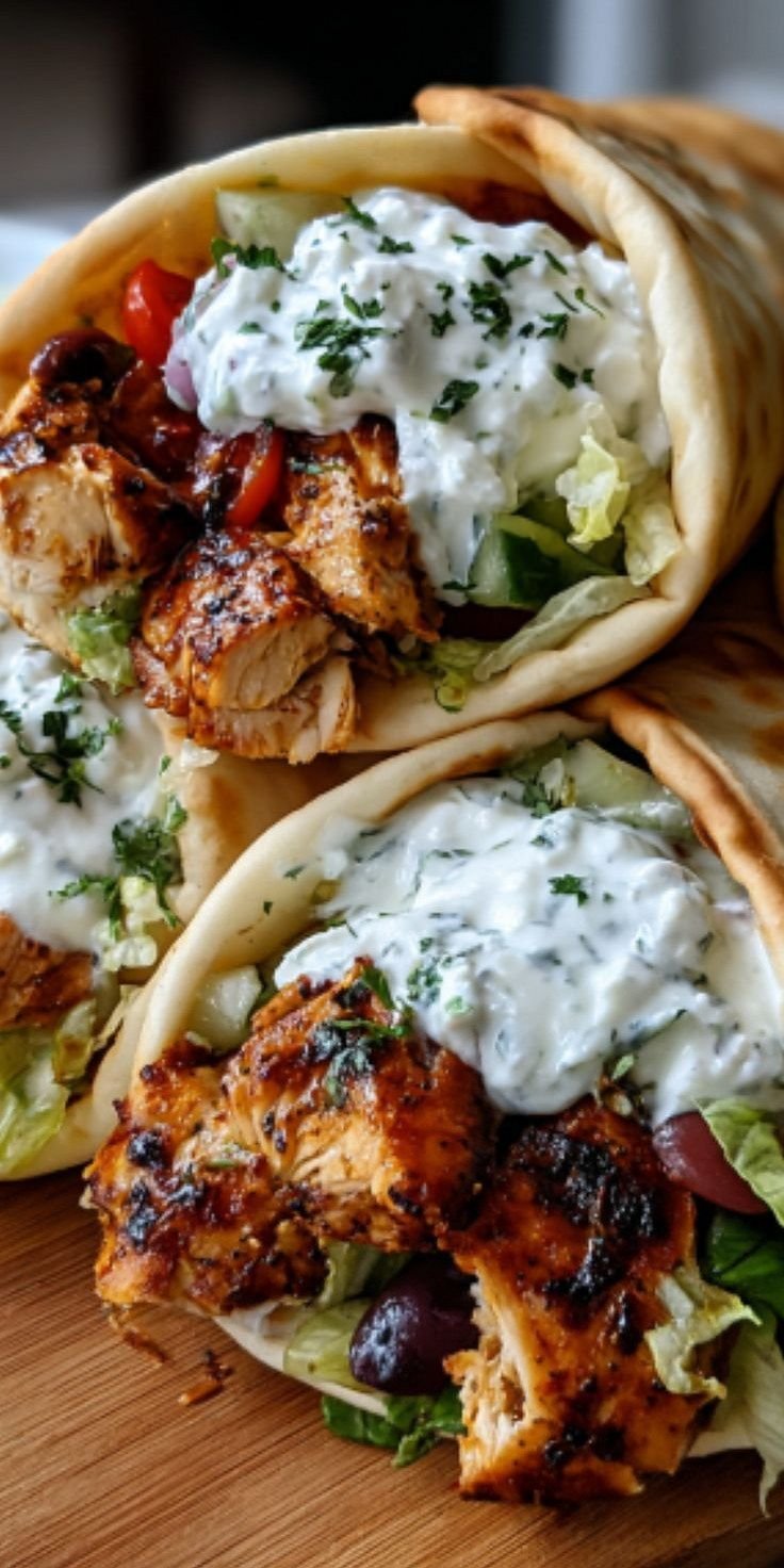 Chicken Gyros with Feta Tzatziki