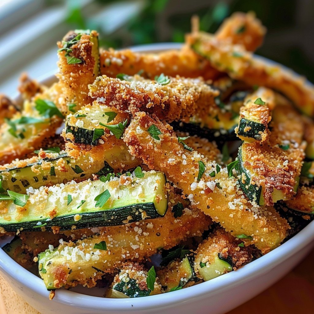 Crispy Parmesan Garlic Zucchini Fries