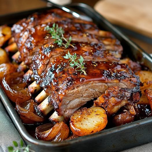 Im Ofen gebackene Rippchen mit hausgemachter BBQ-Soße