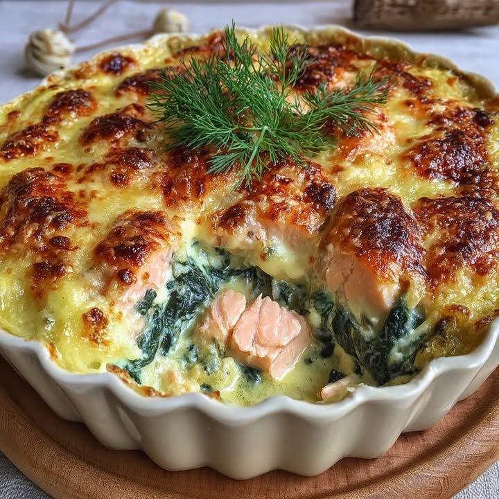 Salmon and Spinach Gratin Salmon and Spinach Gratin