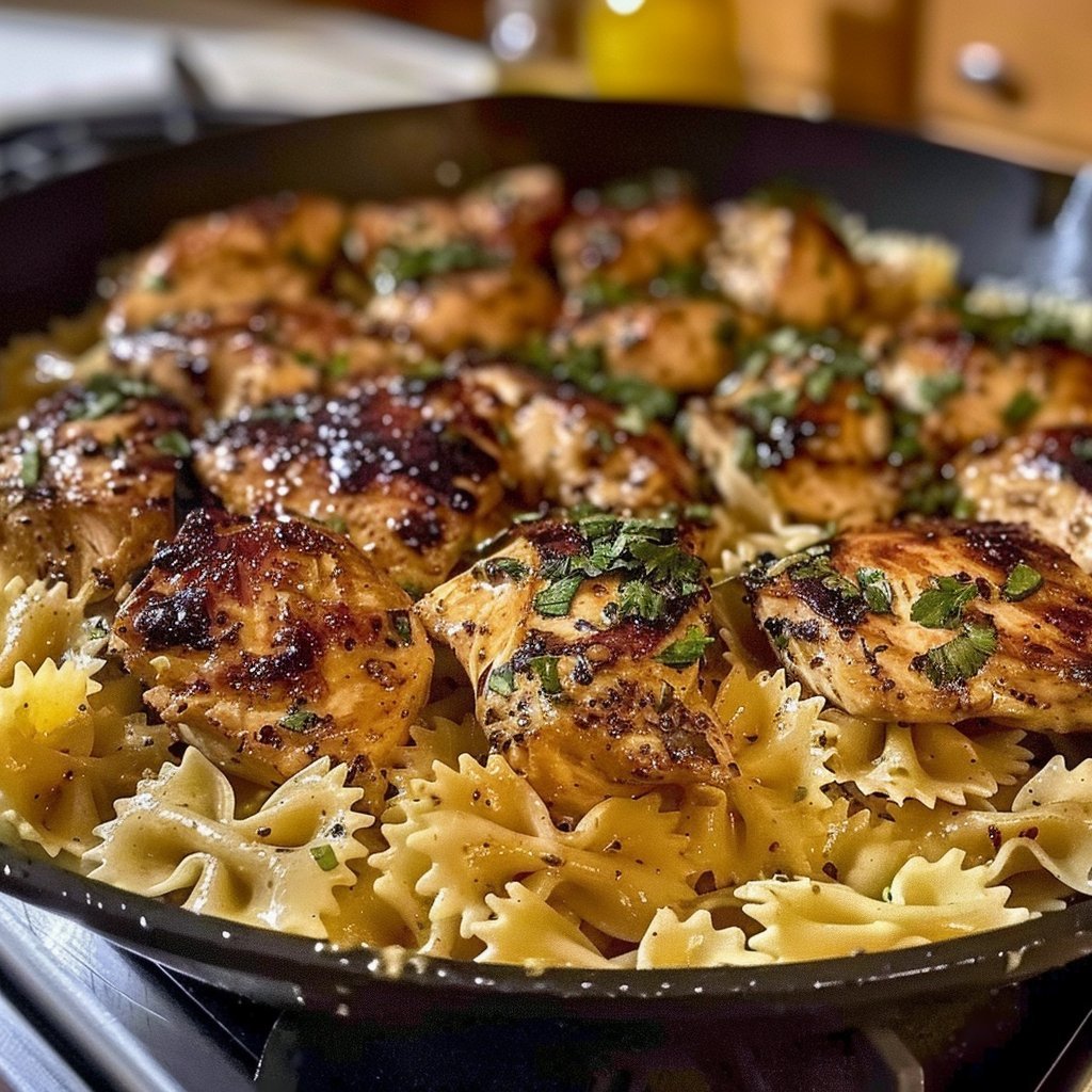 Garlic Butter Chicken with Bowtie Pasta