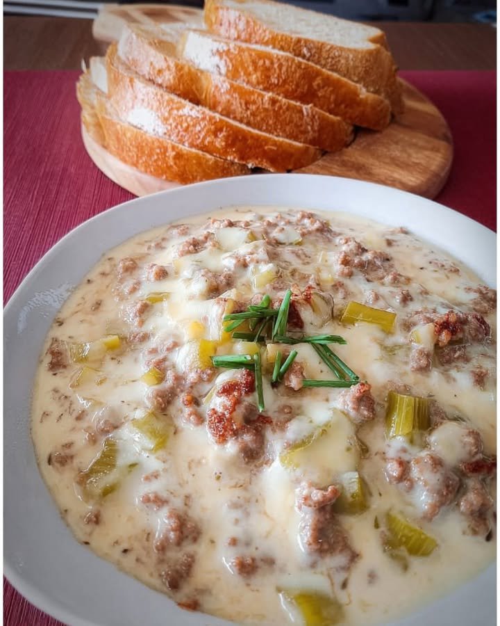 Hackfleisch-Käse-Lauch Suppe
