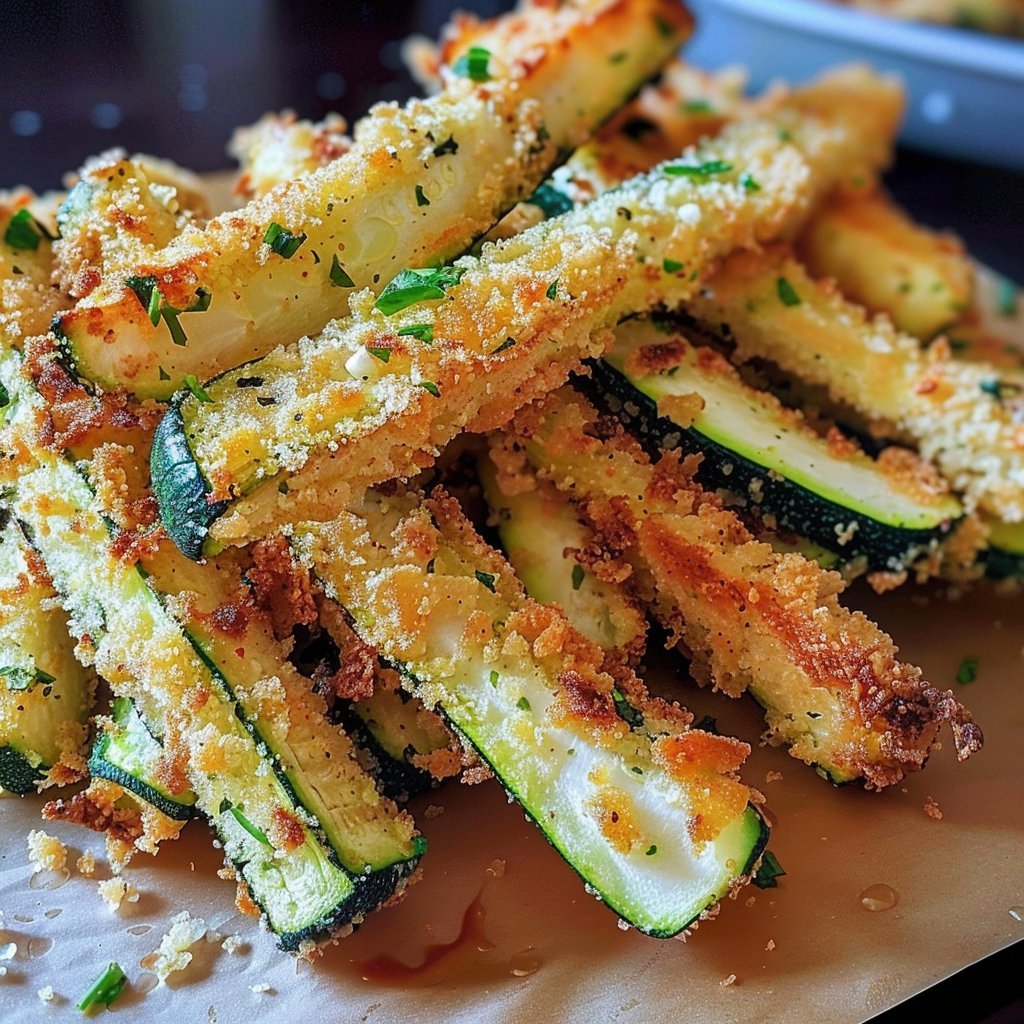 Crispy Parmesan Garlic Zucchini Fries
