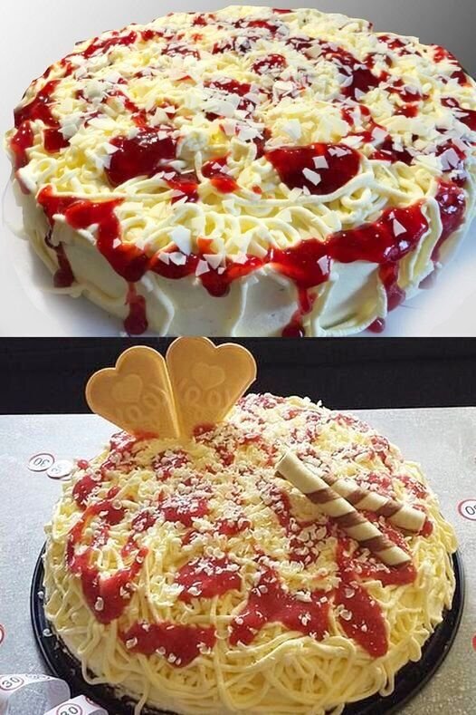 Erdbeer Spaghettieis Torte