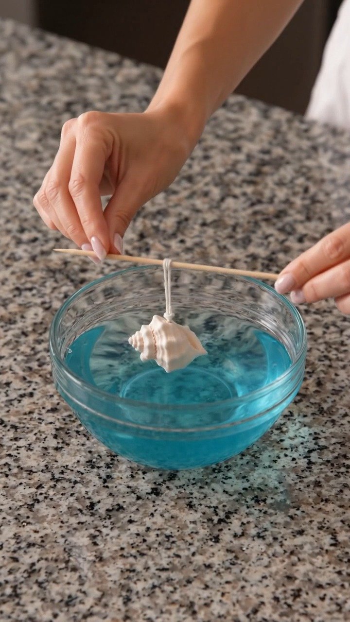 Turquoise crystal seashells transform simple shells into sparkling ocean-inspired treasures ✨ A magical science DIY. Save this project!
