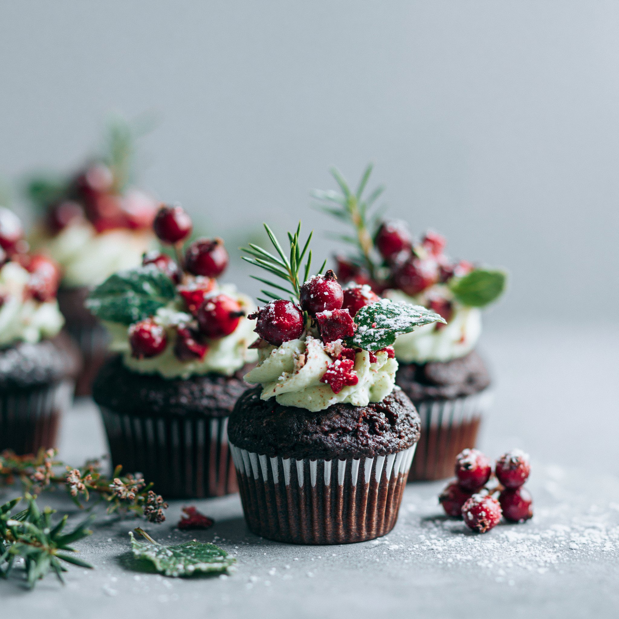 Christmas Cupcakes with Strawberry Santa Hats