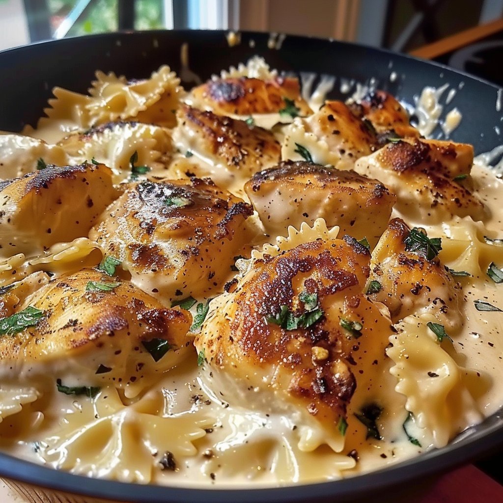 Mozzarella Garlic Butter Chicken Bowties