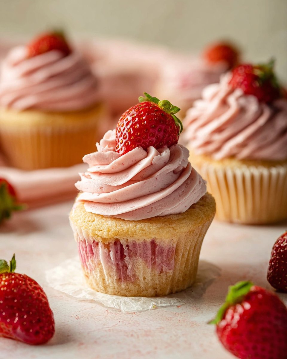 Strawberry Cupcakes with Strawberry Buttercream