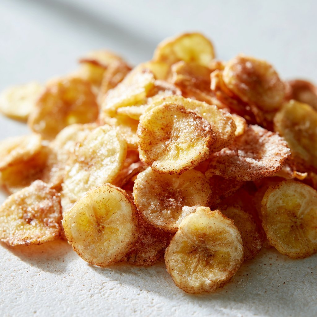 Chips de plátano con canela y azúcar en freidora de aire