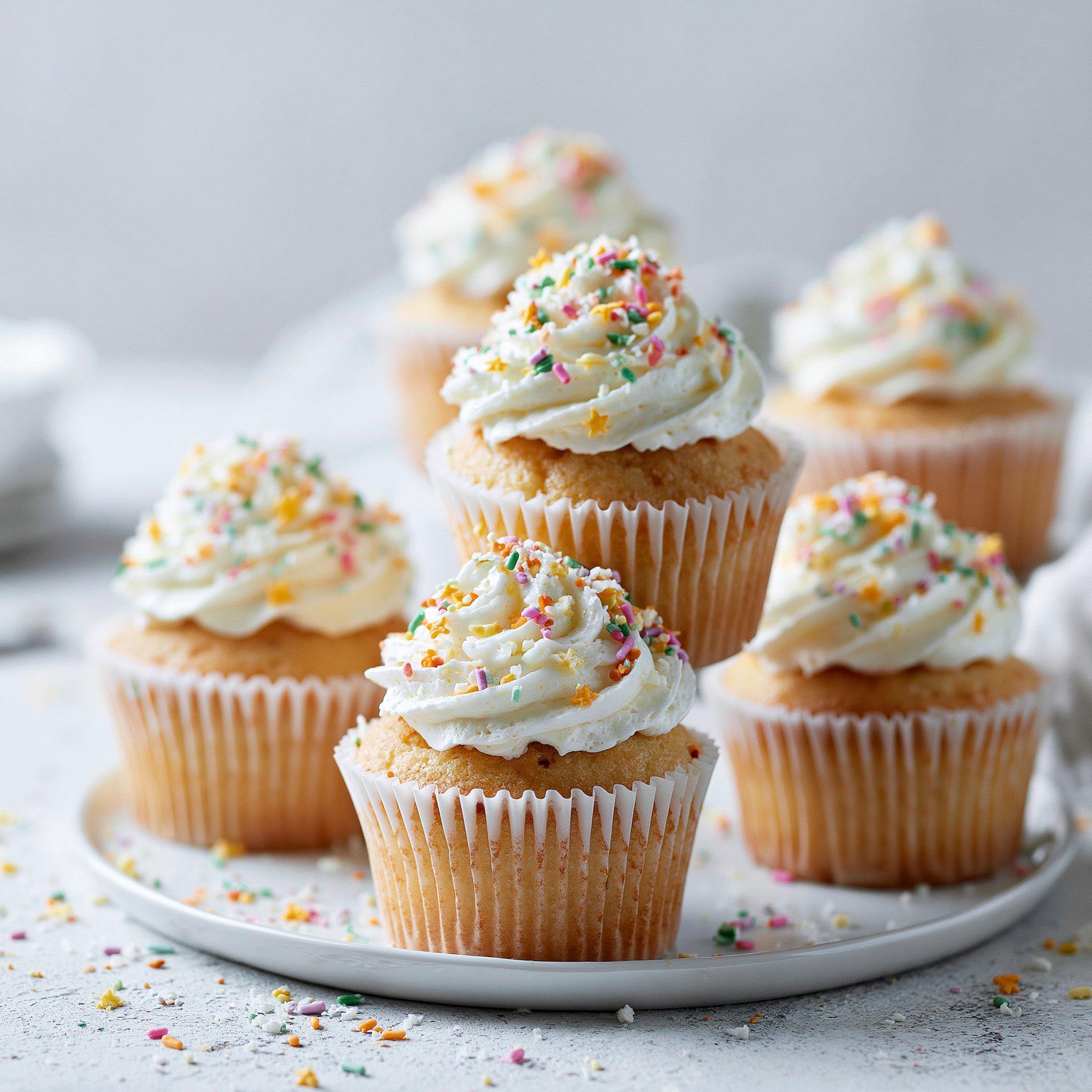 Easy Moist Cupcakes with Vanilla Frosting