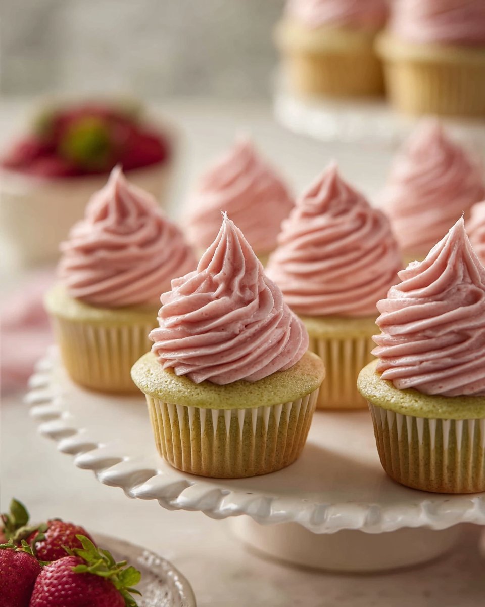 Pistachio Strawberry Cupcakes