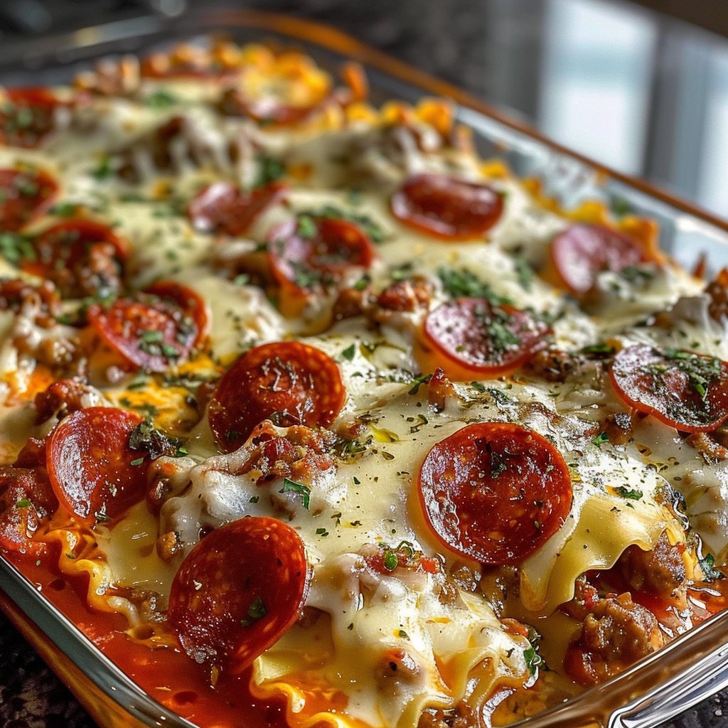 Cheesy Pizza Ravioli Bake