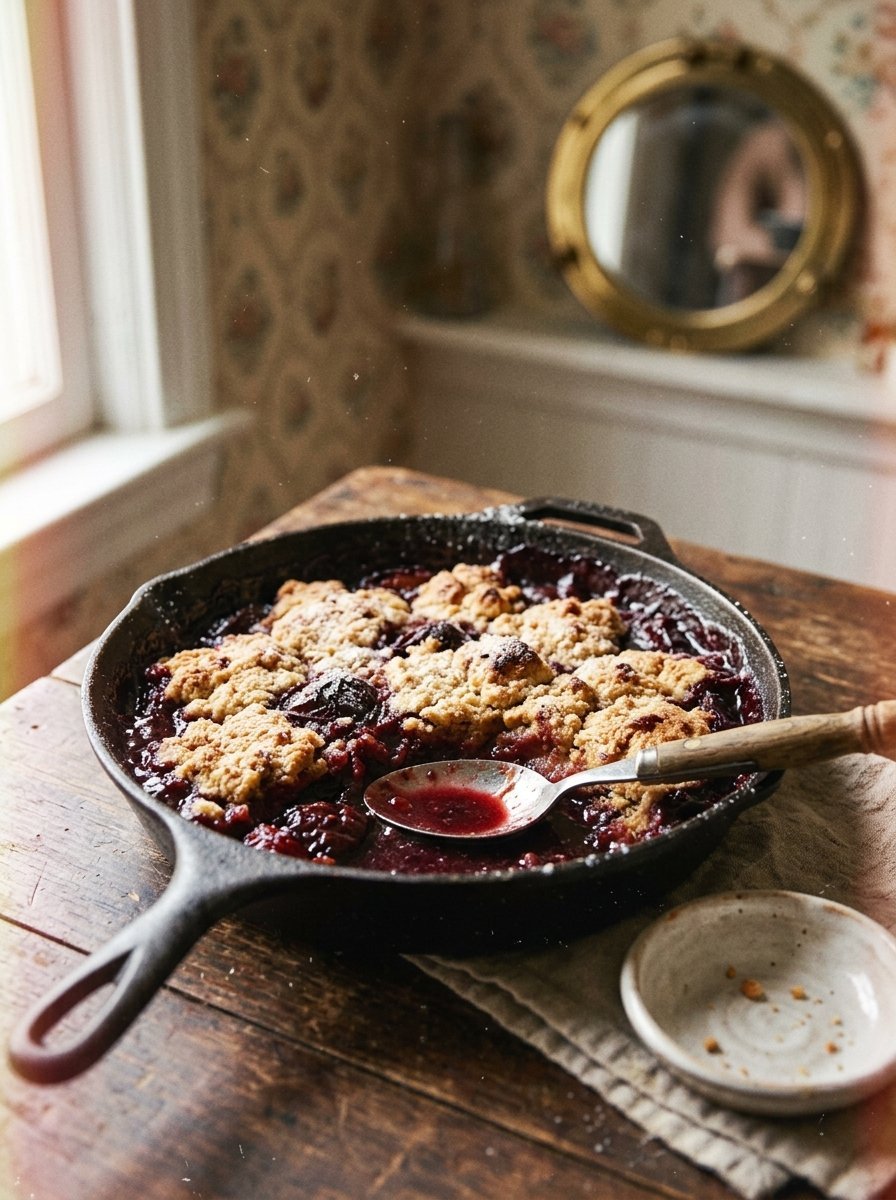 Irresistible Easy Skillet Plum Cobbler