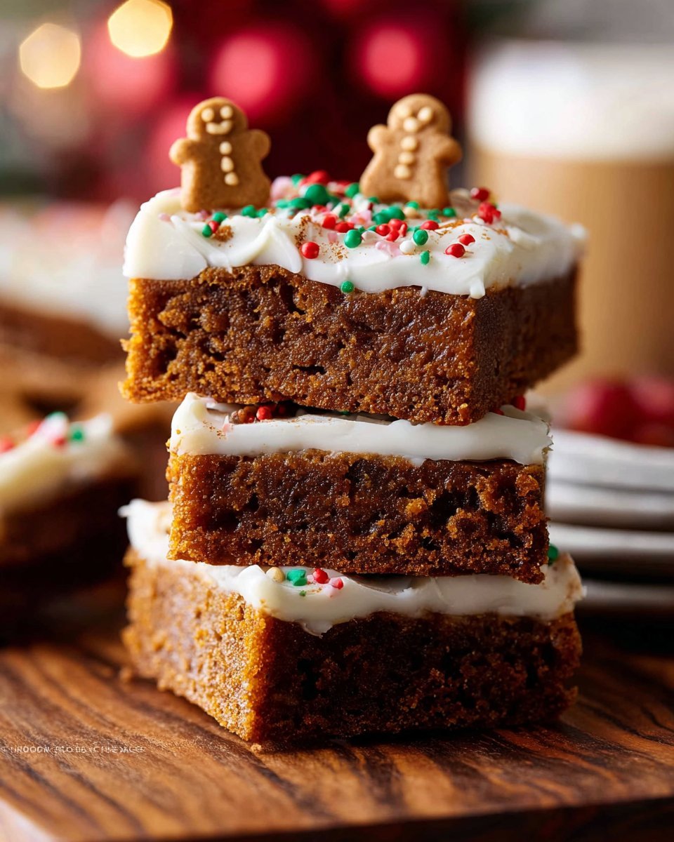 Gingerbread Cookie Bars with Spiced Cream Cheese Frosting