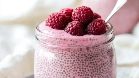 Raspberry Chia Pudding Sweetened with Maple Syrup