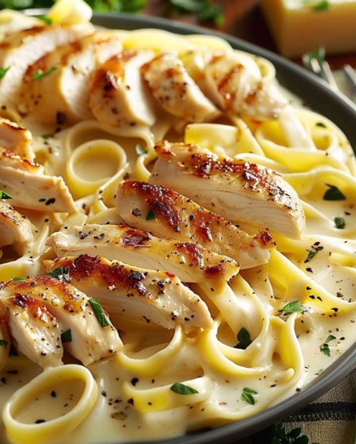Fettuccine Alfredo mit Hähnchen