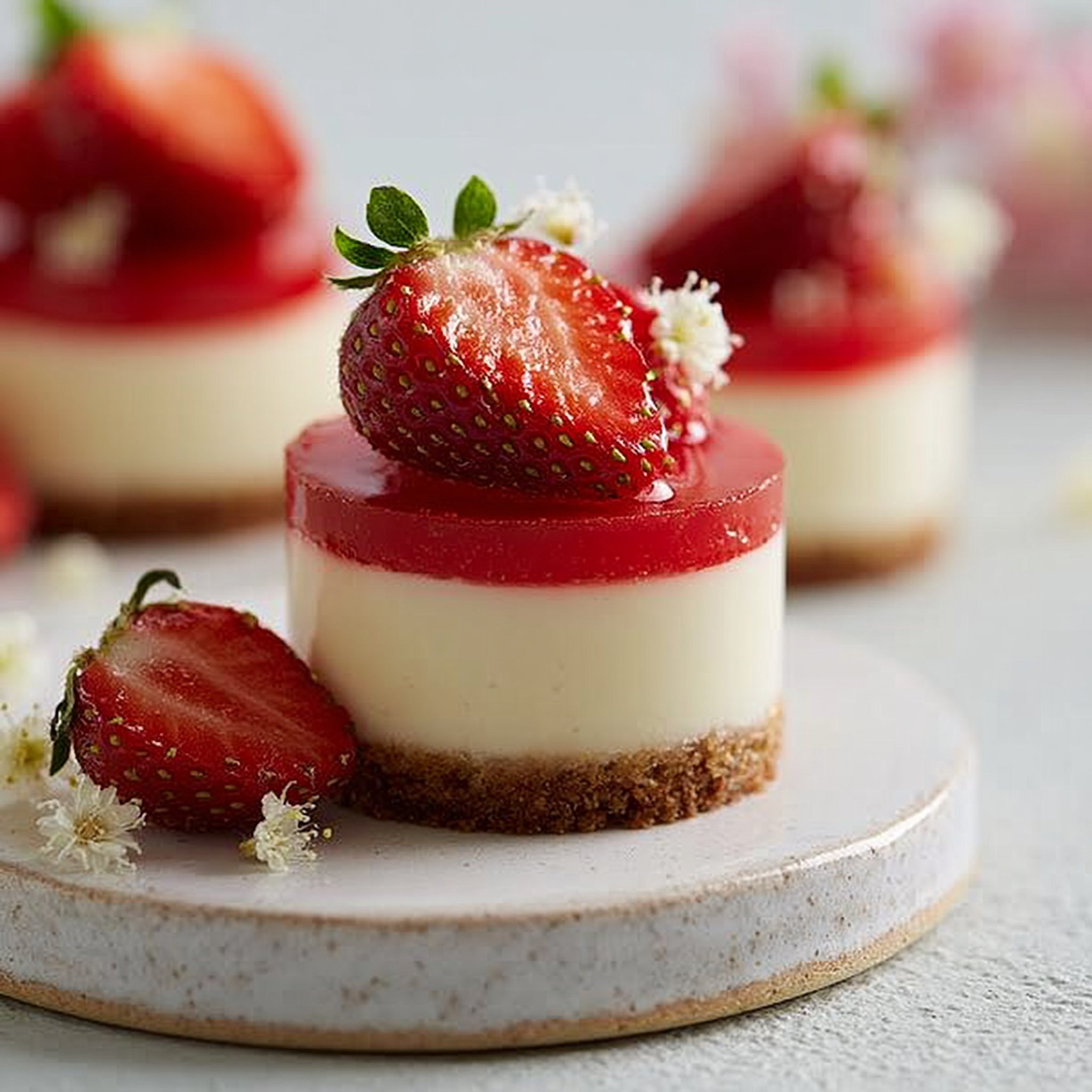 Weiße Schokolade & Erdbeer-Cheesecakes - Elegante Mini-Desserts